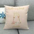 Linen heart wreath pillow cover with Together is my Favorite place to be text on sofa - Watercolor Cup-Favorite(9) / 18x18 Inch / Beige