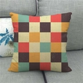 Linen square pillow cover with retro colorful checkerboard geometric pattern on sofa - Pixel Retro Checkerboard (5)