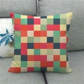 Detail of the colorful checkerboard pixel pattern on a textured linen pillow cover surface - Colorful Pixel Check (6)