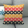 Linen decorative pillow cover with geometric overlapping circle pattern on sofa - Red Yellow Blue Intertwined Circles (8)