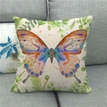Detailed macro view showing the natural linen fabric texture and colorful butterfly print - Artistic Gradient Butterfly Fern Style (5) / 45x45cm(Cover Only)