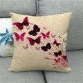 Linen decorative pillow cover featuring artistic purple butterfly splatter design on sofa - Pink Purple Butterfly Art Ink Splash Style (10) / 45x45cm(Cover Only)