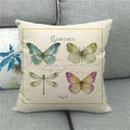 Macro detail of linen texture with vintage butterfly and dragonfly garden prints - Garden Insect Illustration Butterfly Dragonfly Style (13) / 45x45cm(Cover Only)