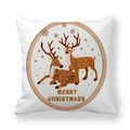 Square Christmas peach skin pillow cover featuring brown reindeer and snow pattern - White Background Double Reindeer Illustration (9) / 18x18 Inch