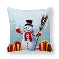 Christmas snowman peach skin velvet decorative pillowcase with gift box pattern - Light Blue Snowman with Gift Boxes (12) / 18x18 Inch