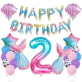 Mermaid theme 2nd birthday set with rainbow number 2 balloon and shell decorations - Number 2 Mermaid Theme Set (5099668407935)