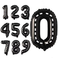 Racing track theme black number foil balloons zero to nine with white road patterns - Racing Theme Black