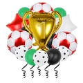 Fußball Geburtstag Party Set mit Goldpokal und Fußballballons für die Dekoration - Rot Weiß Fußball Trophäe Set (Stil 3)