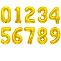 Detailed collection of 0-9 gold metallic foil number balloons for birthday celebrations - Gold