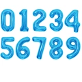 Blue metallic foil number balloons set 0-9 for birthday celebration decorations - Light Blue