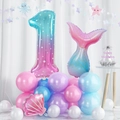 Set palloncini 1 compleanno sirena con numero 1 gigante e palloncini foil a conchiglia - Numero 1