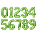 Close-up of bright green number balloons from zero to nine for birthday party decorations - Grass Green