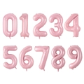 Close-up of pink 40-inch foil number balloons from 0 to 9 for birthday parties - Pearlescent Pink