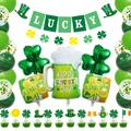 St. Patrick's Day Deko Set mit Lucky Banner grünen Ballons und Kleeblatt-Motiven - Irland-Themen Kuchendeko Kombination