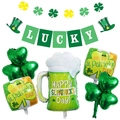 Set di palloncini San Patrizio con trifogli e striscione LUCKY verde decorativo - Banner di Palloncini Quadrifoglio
