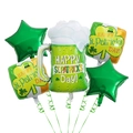 Set da 5 palloncini di San Patrizio con boccale di birra e motivi a trifoglio - Fascio di Palloncini Quadrifoglio Quadrato