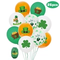 Detailed set of 26 St. Patrick's Day latex balloons with clover and leprechaun prints - St. Patrick's Day Green Sequin Style