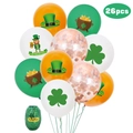 26pcs St. Patrick's Day balloon set with shamrock and leprechaun prints in green and orange - St. Patrick's Day Rose Gold Sequin Style