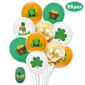 26pcs St. Patrick's Day balloon set with shamrock designs and green ribbon decor - St. Patrick's Day Gold Sequin Style