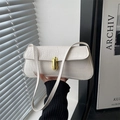 White crocodile pattern baguette shoulder bag with stylish gold oval twist lock - White
