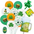 St. Patrick's Day balloon set with 26pcs latex and foil clover shamrock party decorations - St. Patrick's Day Shamrock Beer Cup Style