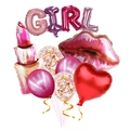 Lippenstift en lippen folie ballonnen set met GIRL letters voor huwelijksdecoratie - Valentijnsdag Girl Set C