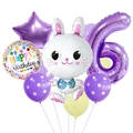 Kit ballons lapin avec chiffre 6 violet pour décoration de fête 6ème anniversaire - Anniversaire Chiffre 6