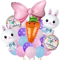 Set di palloncini con coniglietto e carota per decorazioni di compleanno per bambini - Set Coniglio Rosa e Blu