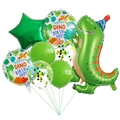 Set di 8 palloncini dinosauro verde con palloncini in alluminio per decorazioni compleanno - Set Dinosauro Paillettes Oro Blu