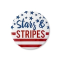Nahaufnahme eines 58mm USA Independence Day Ansteckers mit Stars & Stripes Design - Stars & STRIPES Stil (Stil 8)