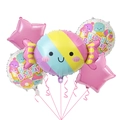 5pcs cartoon ice cream candy foil balloon set for birthday party decorations - Cute Candy Pink Style