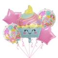 Lot de 5 ballons en aluminium motif crème glacée et cupcake pour décoration d'anniversaire - Glace / Set de 5 pièces / Rose
