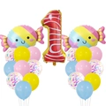 Dettaglio di palloncini in alluminio a caramella e numero 1 a strisce per compleanno - Caramella Numero 1