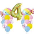 Dettaglio palloncino numero 4 e palloncini a tema ciambella per decorazioni compleanno bimbi - Caramella Numero 4