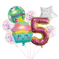 5th birthday balloon set with cupcake foil balloon and colorful confetti latex balloons - Number 5 Set