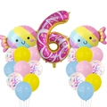 Donut-Thema Nummer 6 Ballon-Set mit Süßigkeitenfolie und Makronen-Latexballons Deko - Süßigkeiten Nummer 6