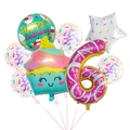 Macro detail of ice cream party balloon set with cupcake and number 6 foil balloons - Number 6 Set