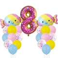 Buntes Folienballon-Set Nummer 8 mit Süßigkeiten-Deko für Kinder-Geburtstagsfeiern - Süßigkeiten Nummer 8