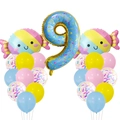 Blauer Zahlenballon 9 Set mit bunten Süßigkeitenballons und Konfetti-Latexballons - Süßigkeiten Nummer 9