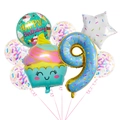 Ice cream birthday balloon set with giant number nine and colorful confetti latex balloons - Number 9 Set