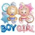 Baby Shower balloon set with blue and pink baby shaped foil balloons and girl boy letters - Crown Prince Princess Style (baby shower款式2)
