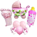 Set di palloncini rosa per Baby Shower con forme di ciuccio e carrozzina per bambine - Stile Neonata Rosa