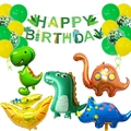 Kit de fête dinosaure avec ballons en aluminium et banderole anniversaire - Ensemble de Bannières de Dinosaures de Dessins Animés 1