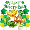 Décoration fête anniversaire dinosaure avec bannières vertes et ballons en aluminium - Ensemble de Bannières de Dinosaures de Dessins Animés 2