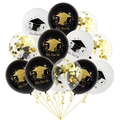 Graduation balloon set with confetti, black and white latex and 'We Did It' gold printing - Black and White Set