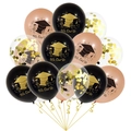 Black and rose gold graduation balloon set with gold confetti and We Did It slogans - Black Rose Gold Set