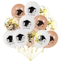 Graduation balloon set with gold sequins and We Did It print for party decoration - White Rose Gold Set