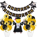 Kit decorazione laurea nero e oro con striscione HAPPY GRADUATION e palloncini festivi - Stile Striscione