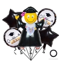 Detail of graduation balloon set with smiley face graduate and black star balloons - Graduation Doctor Style 2