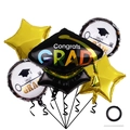 5-piece graduation foil balloon set with Congrats Grad cap and gold stars for party decor - Bachelor Cap Style 3